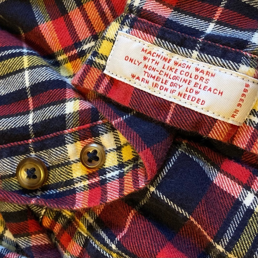 Brooks Brothers 100% Cotton Men's Button Down Blue & Red Plaid Flannel Shirt - Picture 8 of 12